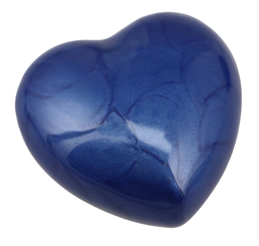 Blue Swirl Engraved Heart Keepsake Urn - Stand Option