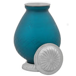 Star Burst Aqua Glass Pewter Urn