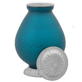 Star Burst Aqua Glass Pewter Urn
