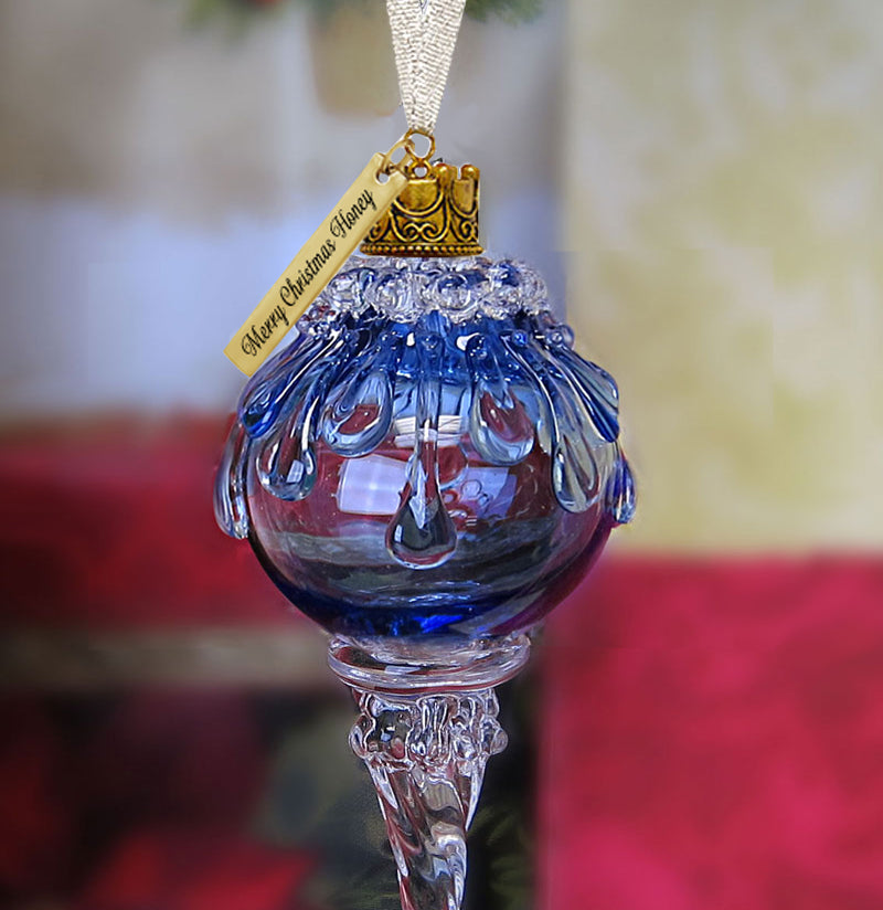 Blue Snowball Icicle Ornament Keepsake - Love Charms® Option