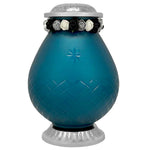 Star Burst Aqua Glass Pewter Urn - Tribute Wreath™ - Pro Laser Engraving
