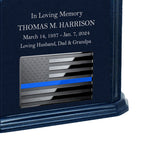 Thin Blue Line Police Monarch Blue Granite Adult Cremation Urn