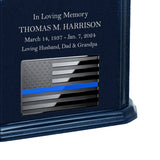 Thin Blue Line Police Monarch Blue Granite Adult Cremation Urn