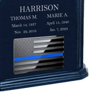 Thin Blue Line Police Monarch Companion Blue Granite Urn ~ For Two Cremation Urn