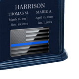 Thin Blue Line Police Monarch Companion Blue Granite Urn ~ For Two Cremation Urn