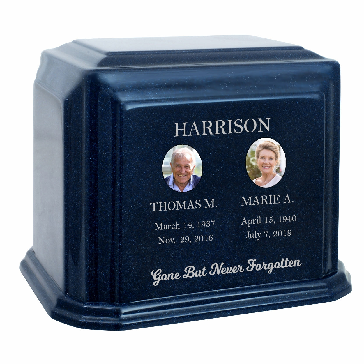 Monarch Companion White Marble - For Two Cremation Urn - Vault Option
