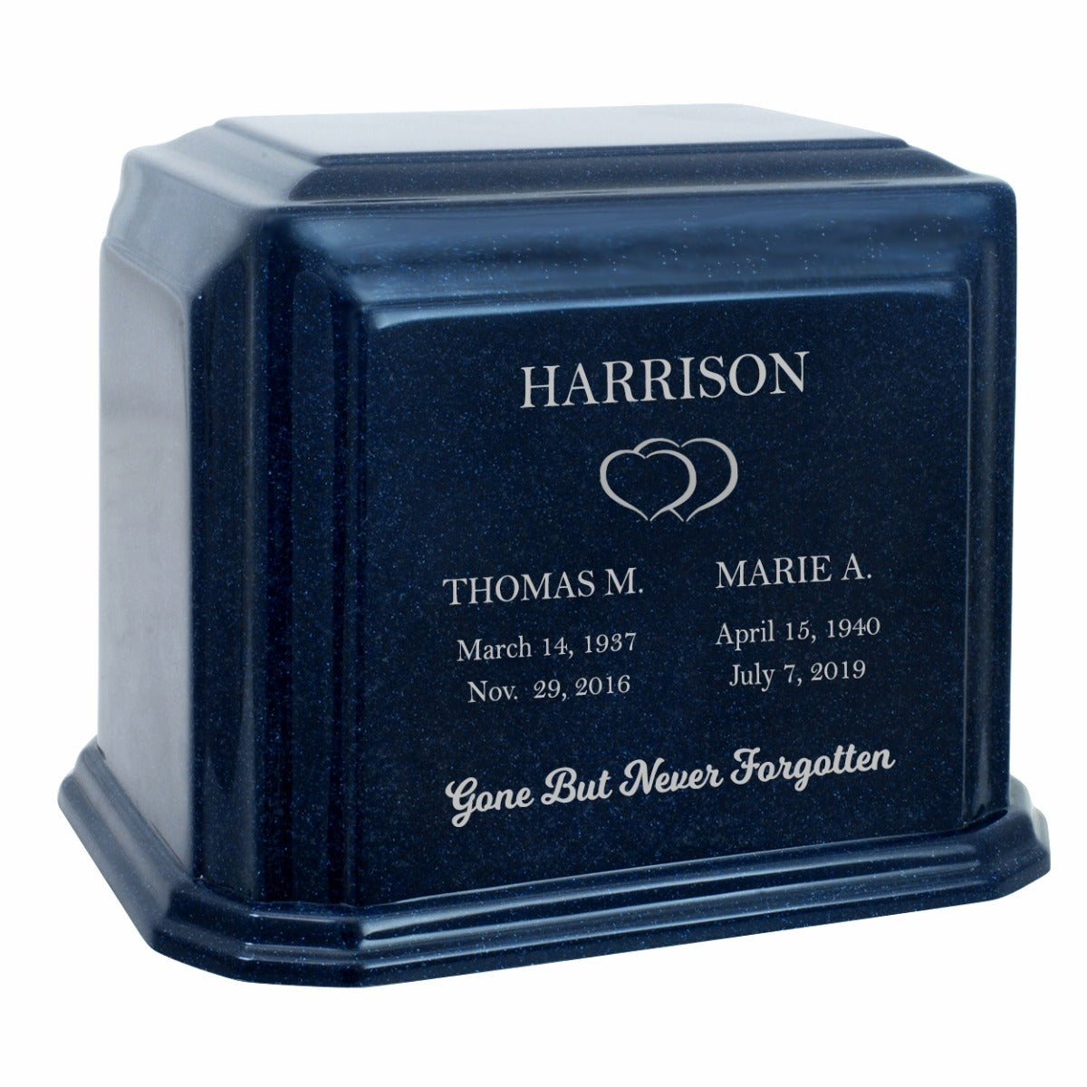 Monarch Companion Blue Marble 3D Diamond Crystal Urn - For Two