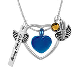 Special Angel Blue Heart Ash Pendant Urn - Love Charms® Option
