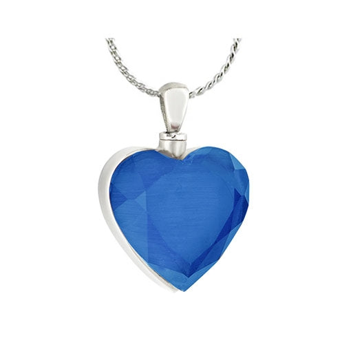 Blue Heart Stainless Ash Urn - Love Charms Option