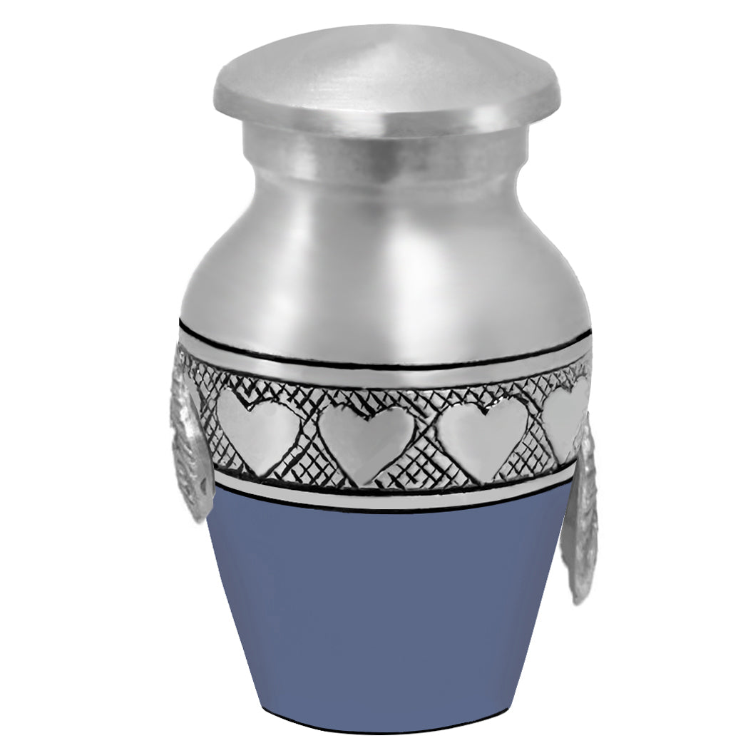 Wings of an Blue Angel Circle of Hearts Keepsake Urn - Engraving Option