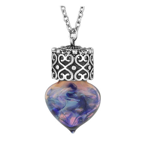 Blue Swirl Heart Teardrop Cremation Jewelry