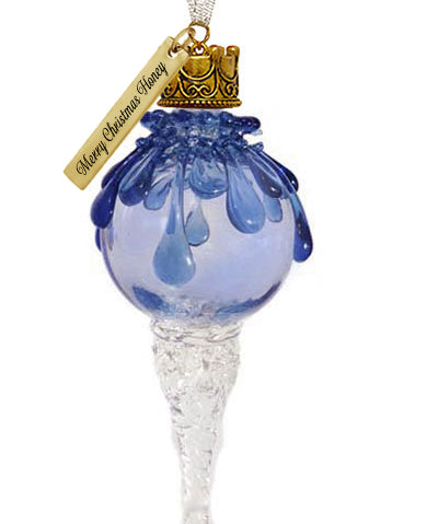 Blue Snowball Icicle Ornament Keepsake - Love Charms® Option