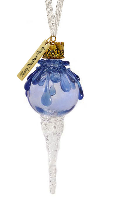 Blue Snowball Icicle Ornament Keepsake - Love Charms® Option