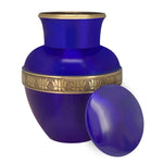 Blue Lotus Band Brass Cremation Urn - Tribute Wreath™ - Pro Laser Engraving