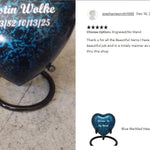 Blue Marbled Heart Keepsake Urn - Stand Option