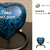 Blue Marbled Heart Keepsake Urn - Stand Option