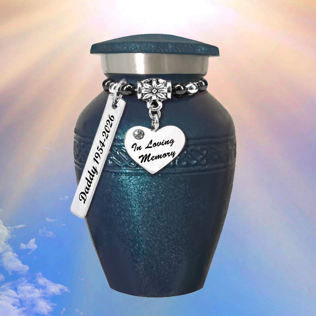 In Loving Memory Blue Sparkle Mini Urn - Love Charms® Option