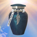 Rose Wing Blue Sparkle Mini Urn - Love Charms® Option
