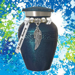 Rose Wing Blue Sparkle Mini Urn - Love Charms® Option