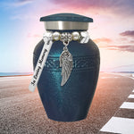 Rose Wing Blue Sparkle Mini Urn - Love Charms® Option