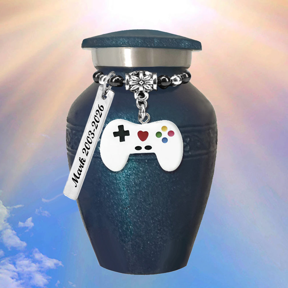 Video Game Controller Blue Sparkle Mini Urn - Love Charms® Option