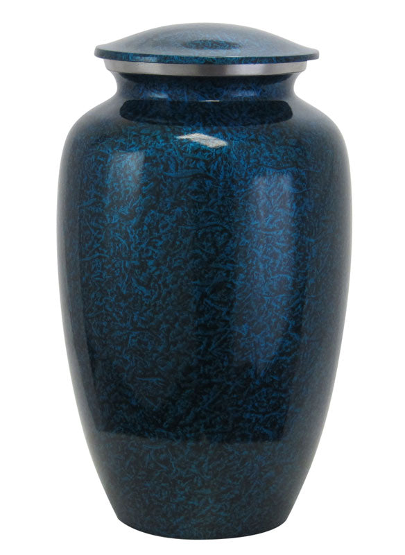Blue Marbled Pewter Cremation Adult Urn - Tribute Wreath™ - Pro Laser Engraving