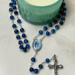 Our Lady of Grace Marbled Rosary Necklace Urn