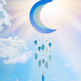 Blue Moon Windchime - Blue Crystal Urn - Engraved Tag Option