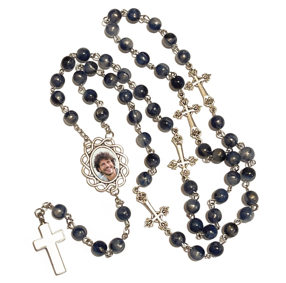 Our Father Crosses Photo Rosary Necklace Urn