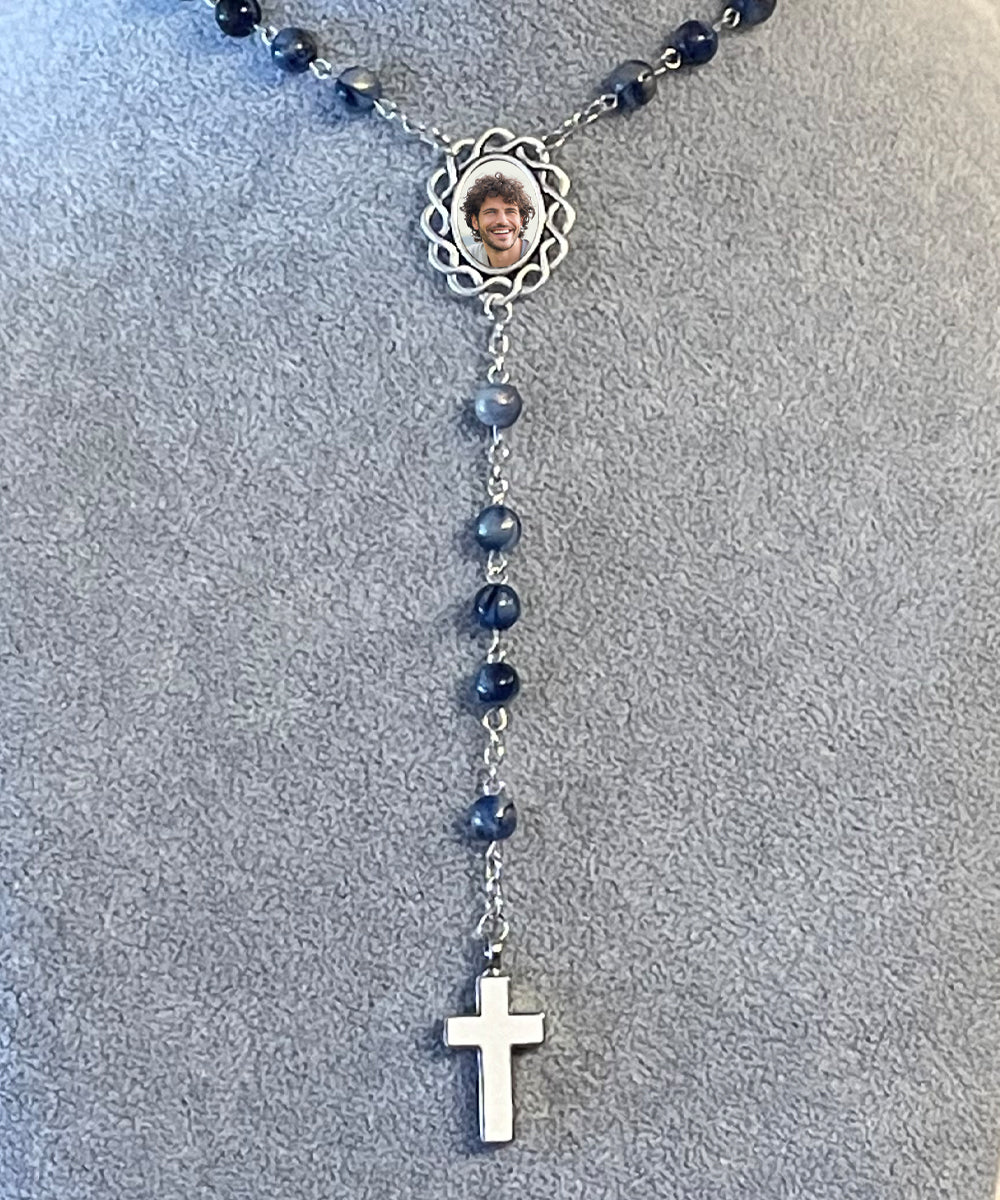 Our Father Crosses Photo Rosary Necklace Urn