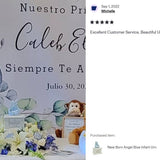 New Born Infant Blue Angel Column Urn  - Baby Boy Urn For Infants