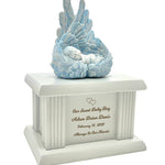 New Born Infant Blue Angel Column Urn  - Baby Boy Urn For Infants