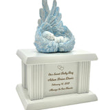 New Born Infant Blue Angel Column Urn  - Baby Boy Urn For Infants