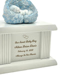 New Born Infant Blue Angel Column Urn  - Baby Boy Urn For Infants
