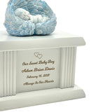 New Born Infant Blue Angel Column Urn  - Baby Boy Urn For Infants