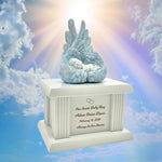 New Born Infant Blue Angel Column Urn  - Baby Boy Urn For Infants