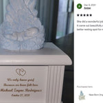 New Born Infant Blue Angel Column Urn  - Baby Boy Urn For Infants