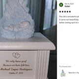 New Born Infant Blue Angel Column Urn  - Baby Boy Urn For Infants