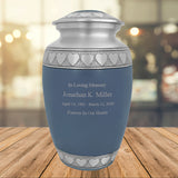 Blue Hearts Pewter Adult Urn - Tribute Wreath™ - Pro Laser Engraving - Burial Vault Option