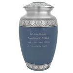 Blue Hearts Pewter Adult Urn - Tribute Wreath™ - Pro Laser Engraving - Burial Vault Option