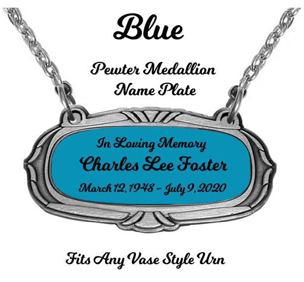 Blue Pewter Medallion Name Plates - 55 Icon Options
