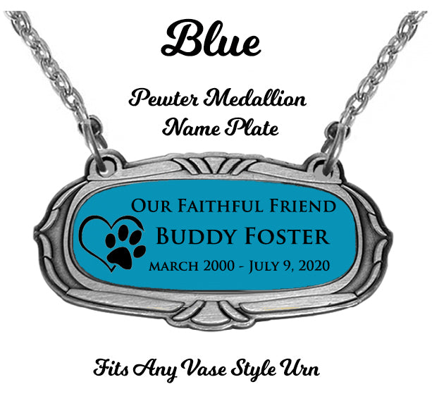 Blue Pewter Medallion Name Plates - 55 Icon Options