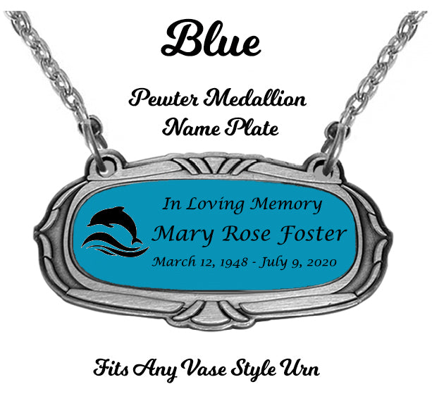 Blue Pewter Medallion Name Plates - 55 Icon Options