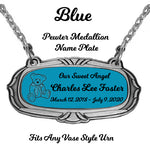 Blue Pewter Medallion Name Plates - 55 Icon Options