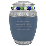 Blue Hearts Pewter Medium Urn - Tribute Wreath™ - Pro Laser Engraving