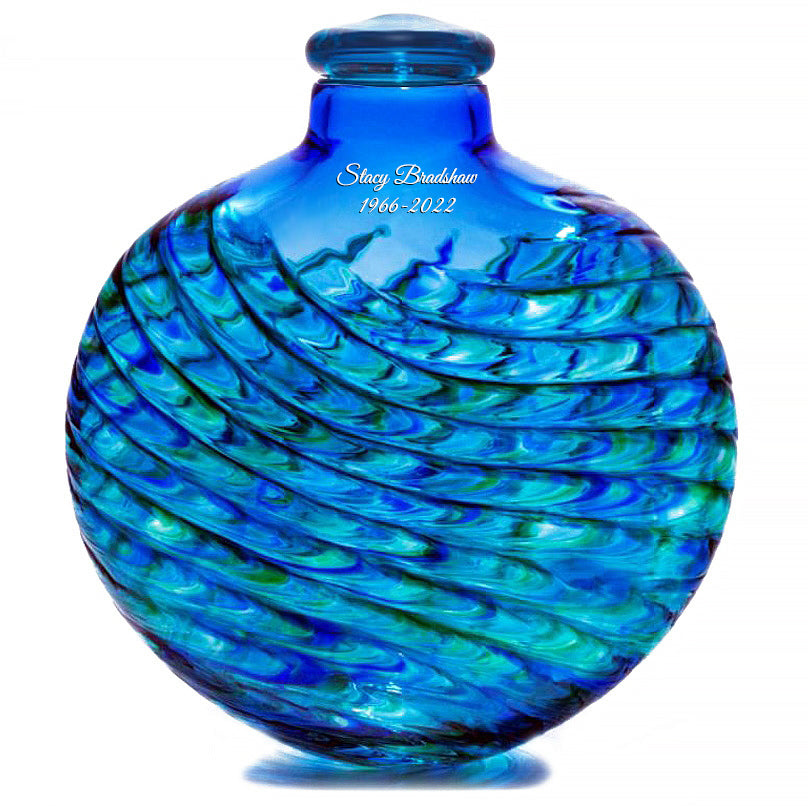Beautiful Earth Blue Reflections Mosaic Glass Adult or Medium Urn - Personalized Option - Made in USA