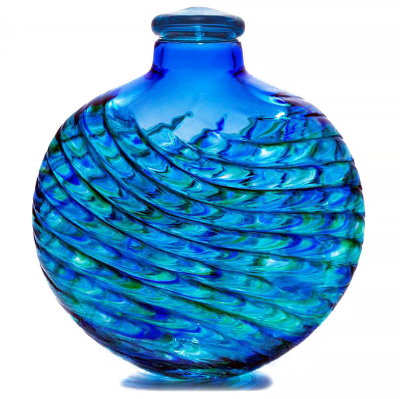 Beautiful Earth Blue Reflections Mosaic Glass Medium Urn - Personalized Option - Made in USA