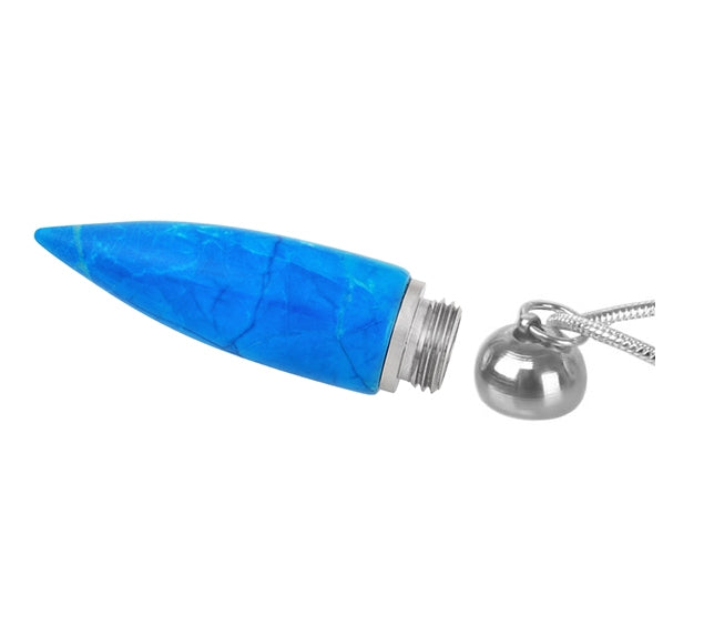 Blue Turquoise Cremation Jewelry Urn - Love Charms Option