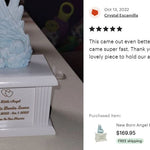 New Born Infant Blue Angel Column Urn  - Baby Boy Urn For Infants