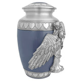 Wings of an Angel Blue Hearts Adult Urn - Pro Laser Engraving - Burial Vault Option